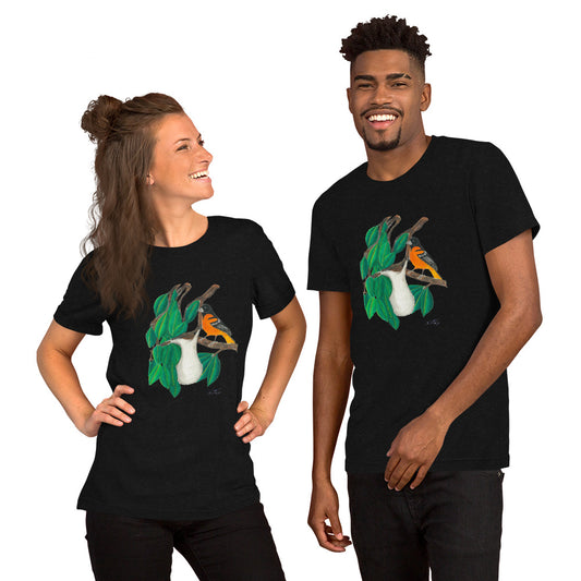 Songbirds of North America Unisex t-shirt featuring Baltimore Oriole.